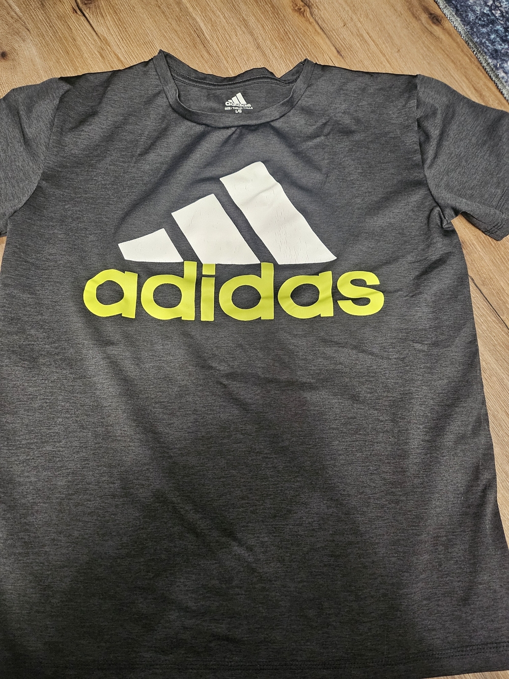 adidas Kids' Gray Tee with Neon Yellow Logo